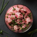 Verrine de Jambon, fromage frais et betteraves